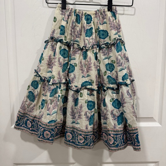 Pink Chicken New York Girls Tiered Skirt Floral‎ Print Drawstring Waist Size 4Y - Picture 2 of 10